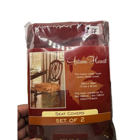 Autumn Harvest Dining Room Chair Seat Covers Set Of 2 28"x36" Wine Polyester/Cot - Picture 2 of 3
